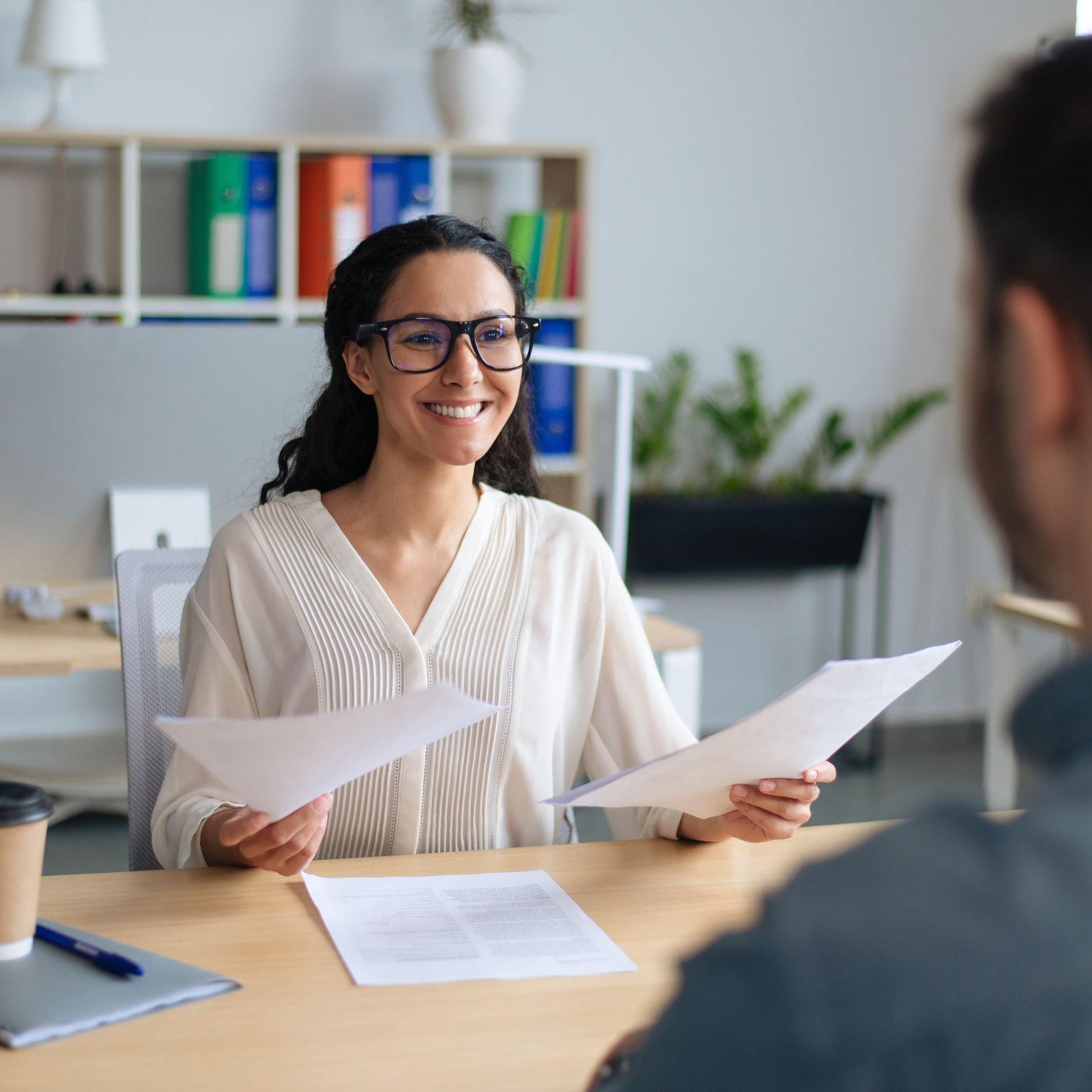 Human resource interviewing candidate